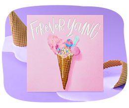 Forever Young greeting card with ice cream for link to AG greeting card page